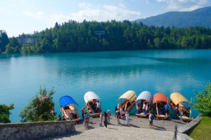 the water taxis on Lake Bled